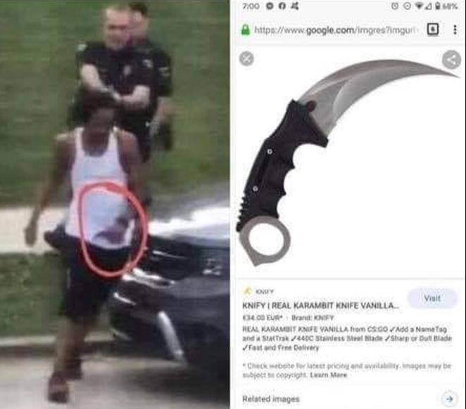 Does the newly released fact that Jacob Blake had a knife in the car and that was what he was trying to get when he was shot change your mind about the