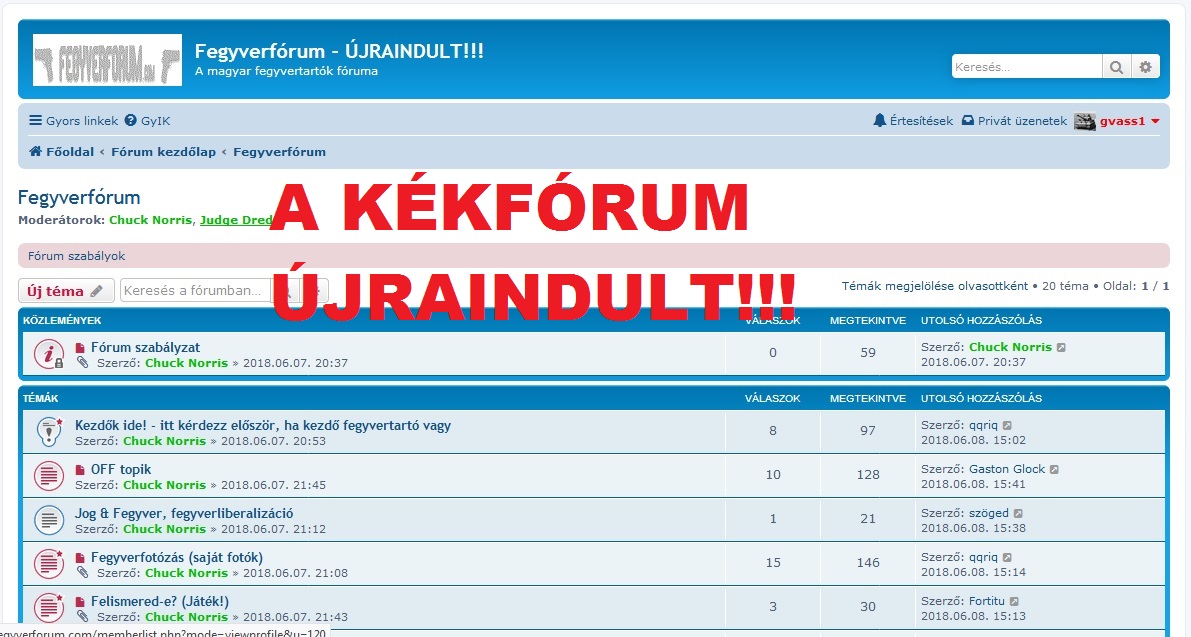 ÚJRAINDULT a „kék fegyveres fórum”: www.fegyverforum.com